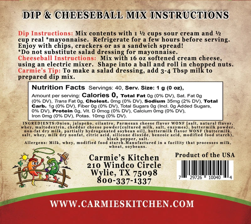 Jalapeño Ranch Dip Mix | Carmie's