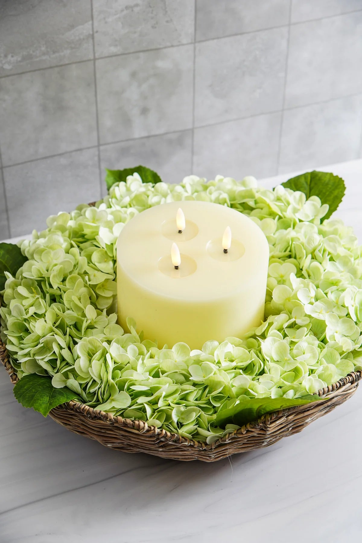3-Wick White LED Pillar Candle