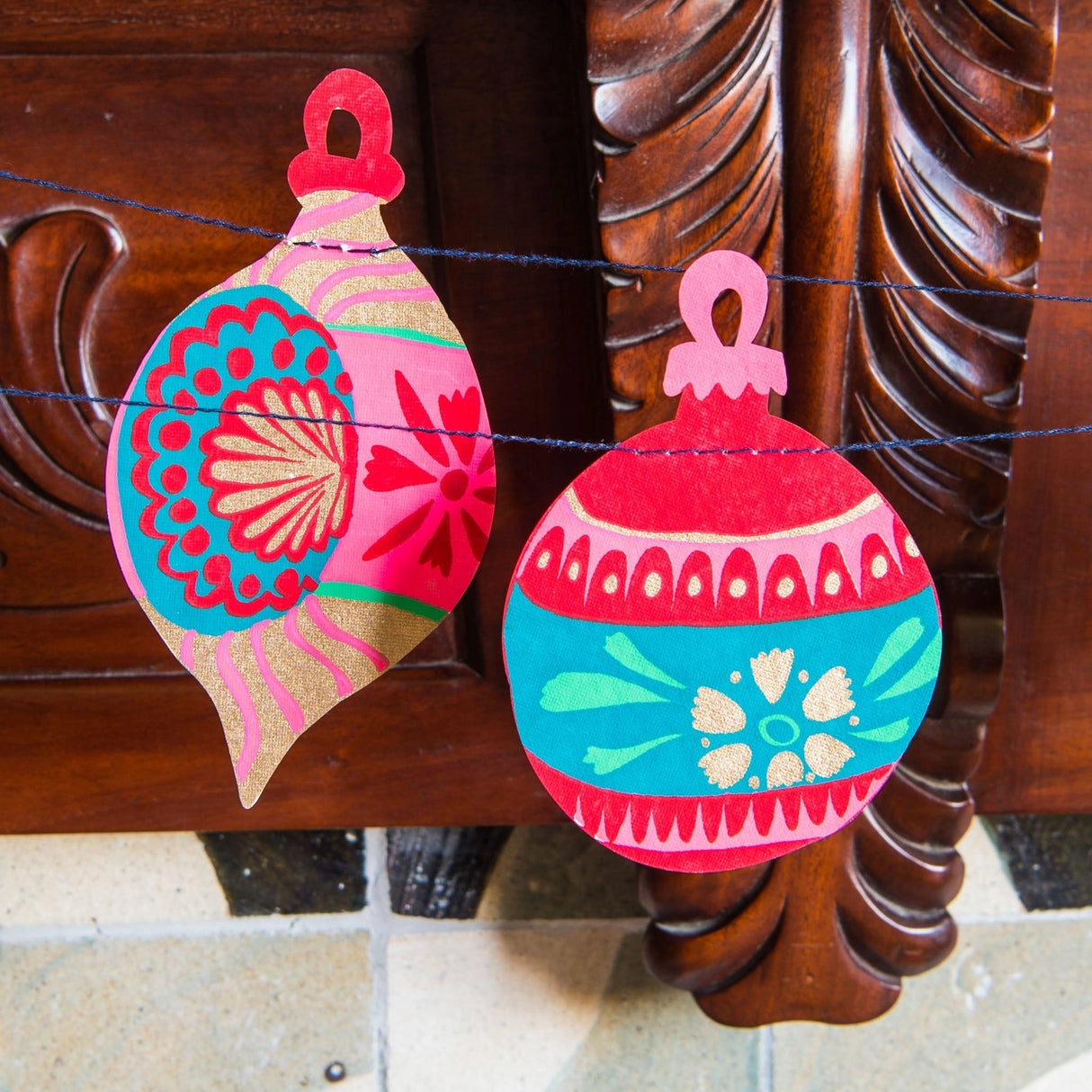 Baubles Sewn Paper Garland | East End Press