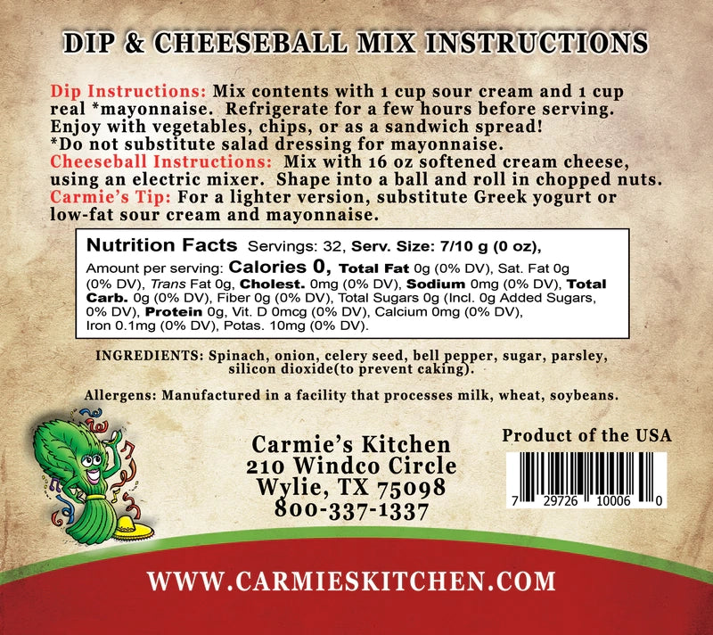 Fiesta Spinach Dip Mix | Carmie's