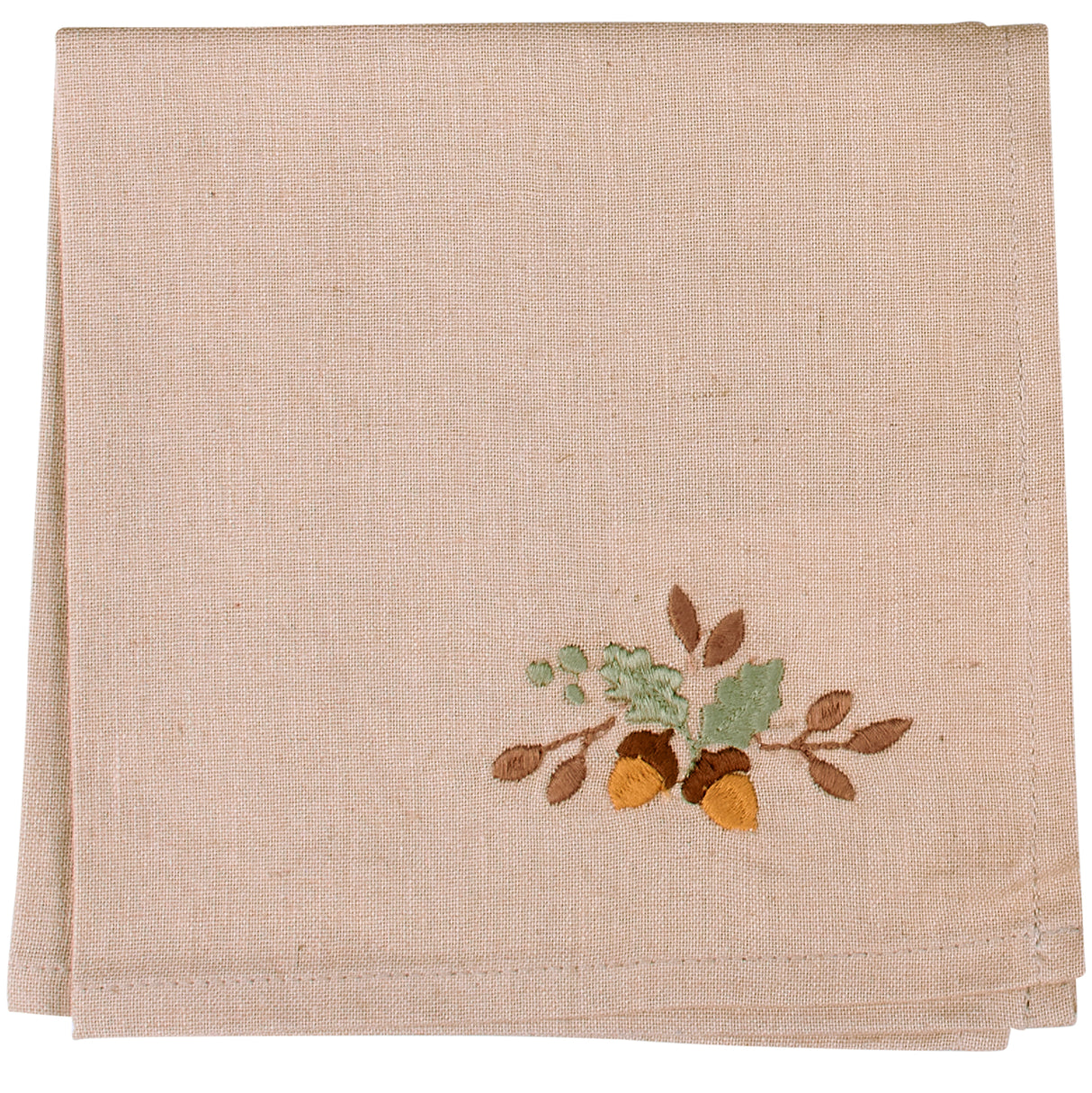 Fall Acorn Embroidered Linen Napkins (Set of 4)