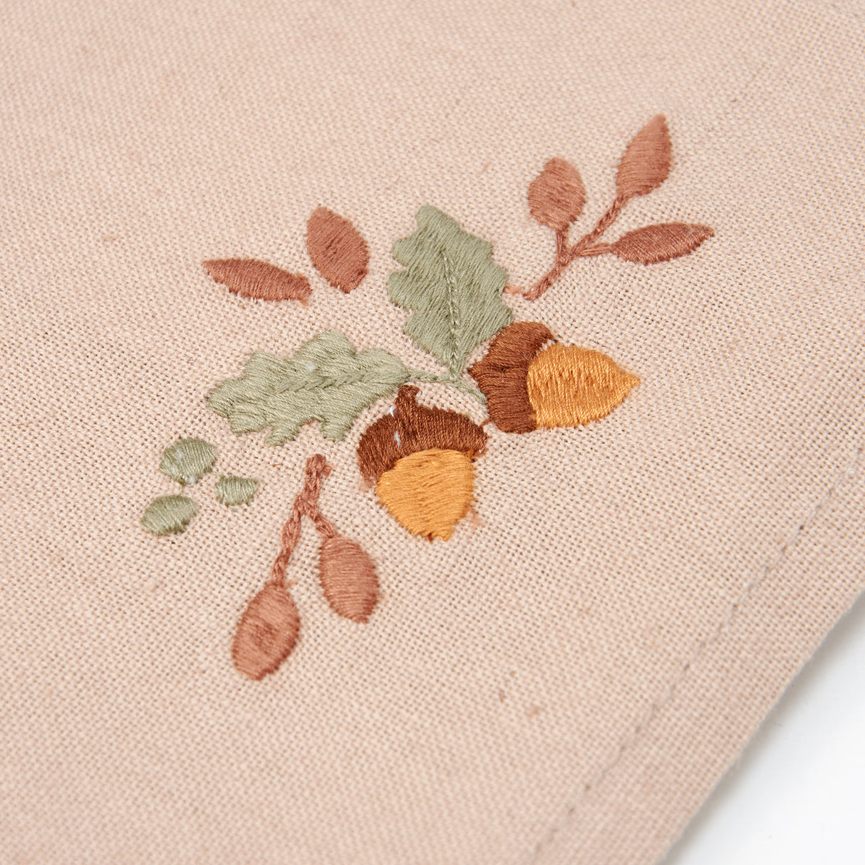 Fall Acorn Embroidered Linen Napkins (Set of 4)