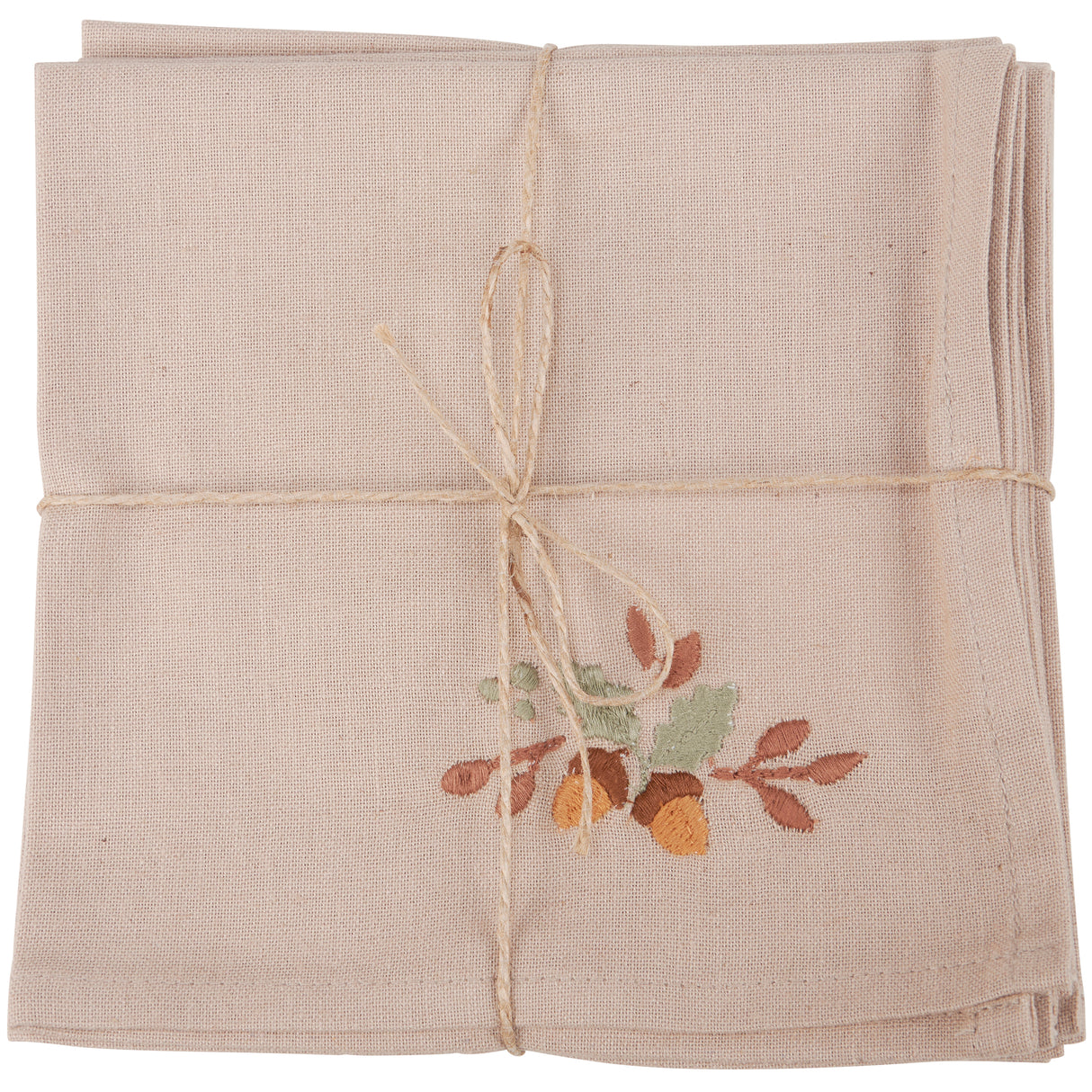 Fall Acorn Embroidered Linen Napkins (Set of 4)