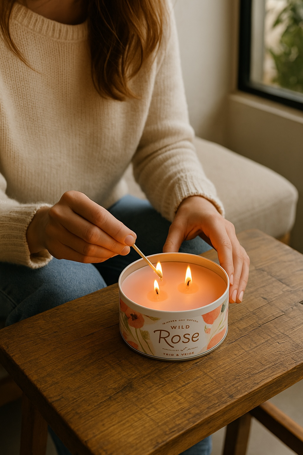 Wild Rose 3 Wick Soy Candle in Tin