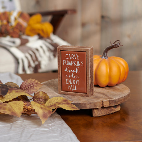 Carve Pumpkins Enjoy Fall Mini Wood Box Sign