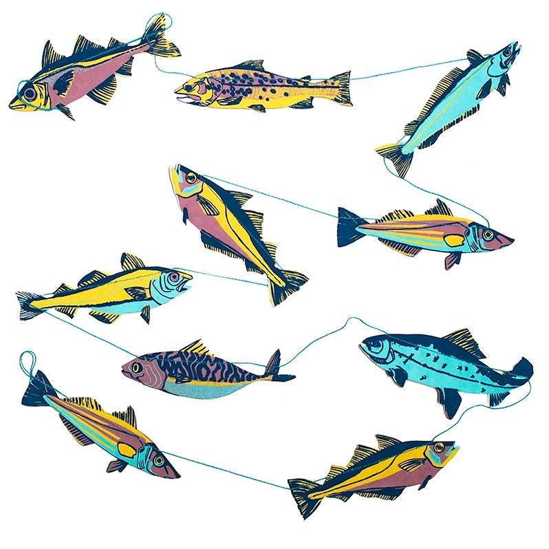 Hand-Sewn Fishes Paper Garland | East End Press