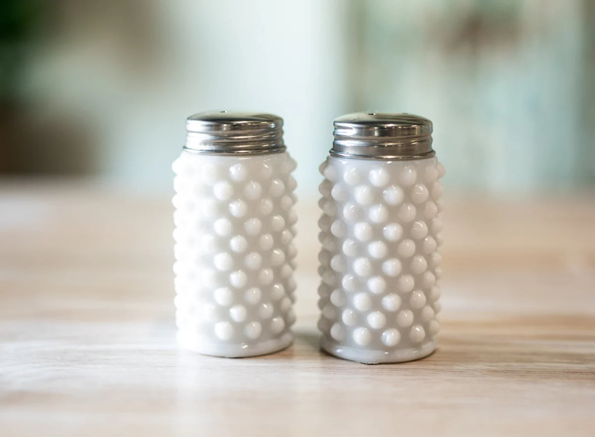 Hobnail Milk Glass Salt and Pepper Shaker Set