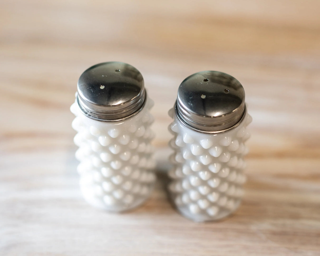 Hobnail Milk Glass Salt and Pepper Shaker Set
