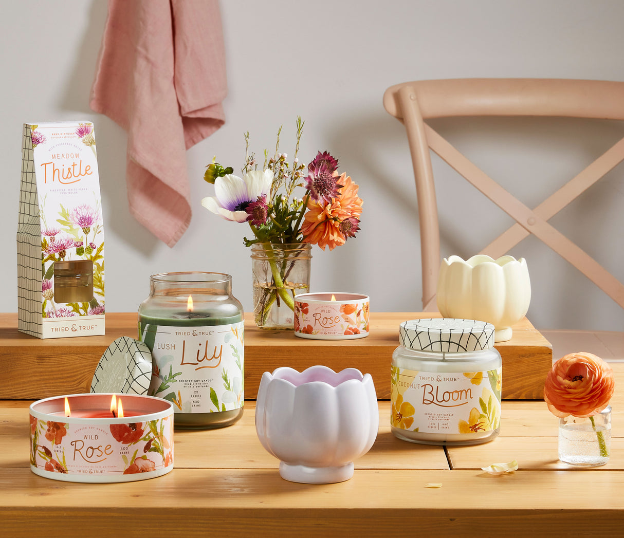 Wild Rose 3 Wick Soy Candle in Tin