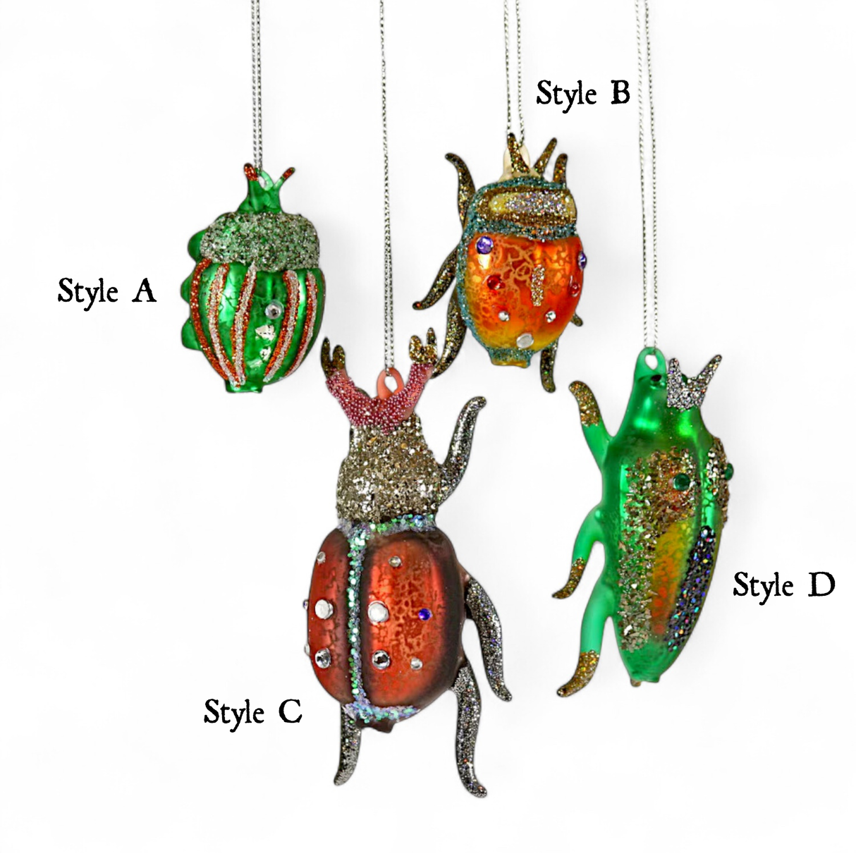 Glitter Insect Glass Ornament