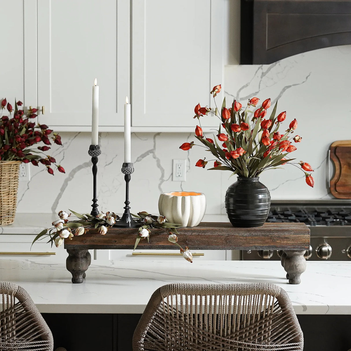 Rustic Long Wood Tabletop Display Pedestal