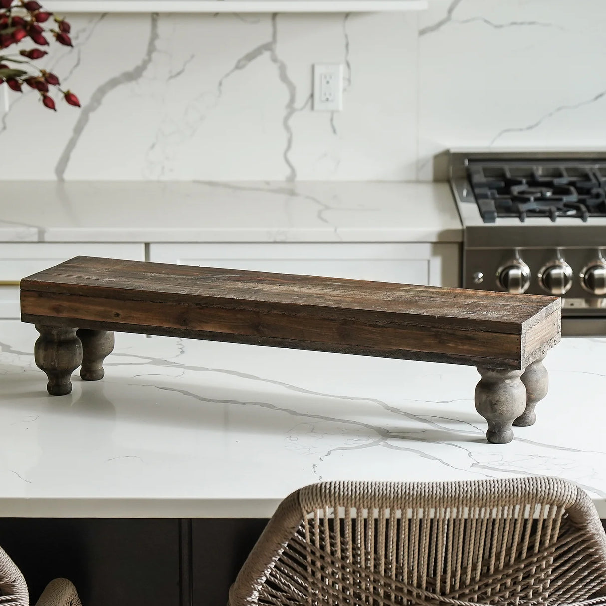 Rustic Long Wood Tabletop Display Pedestal