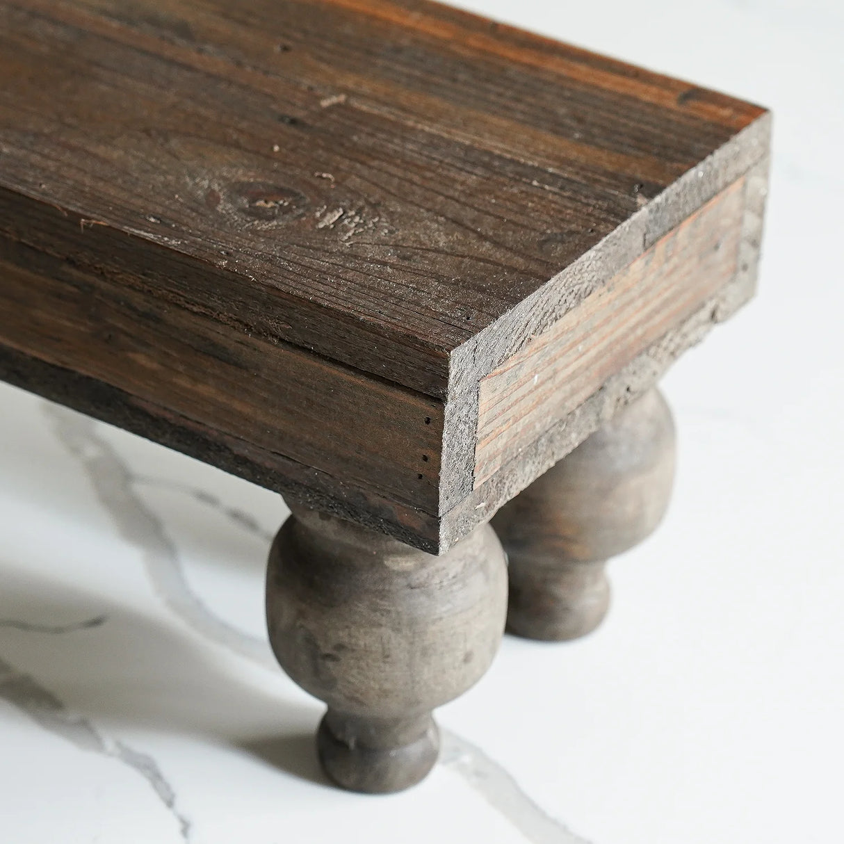 Rustic Long Wood Tabletop Display Pedestal