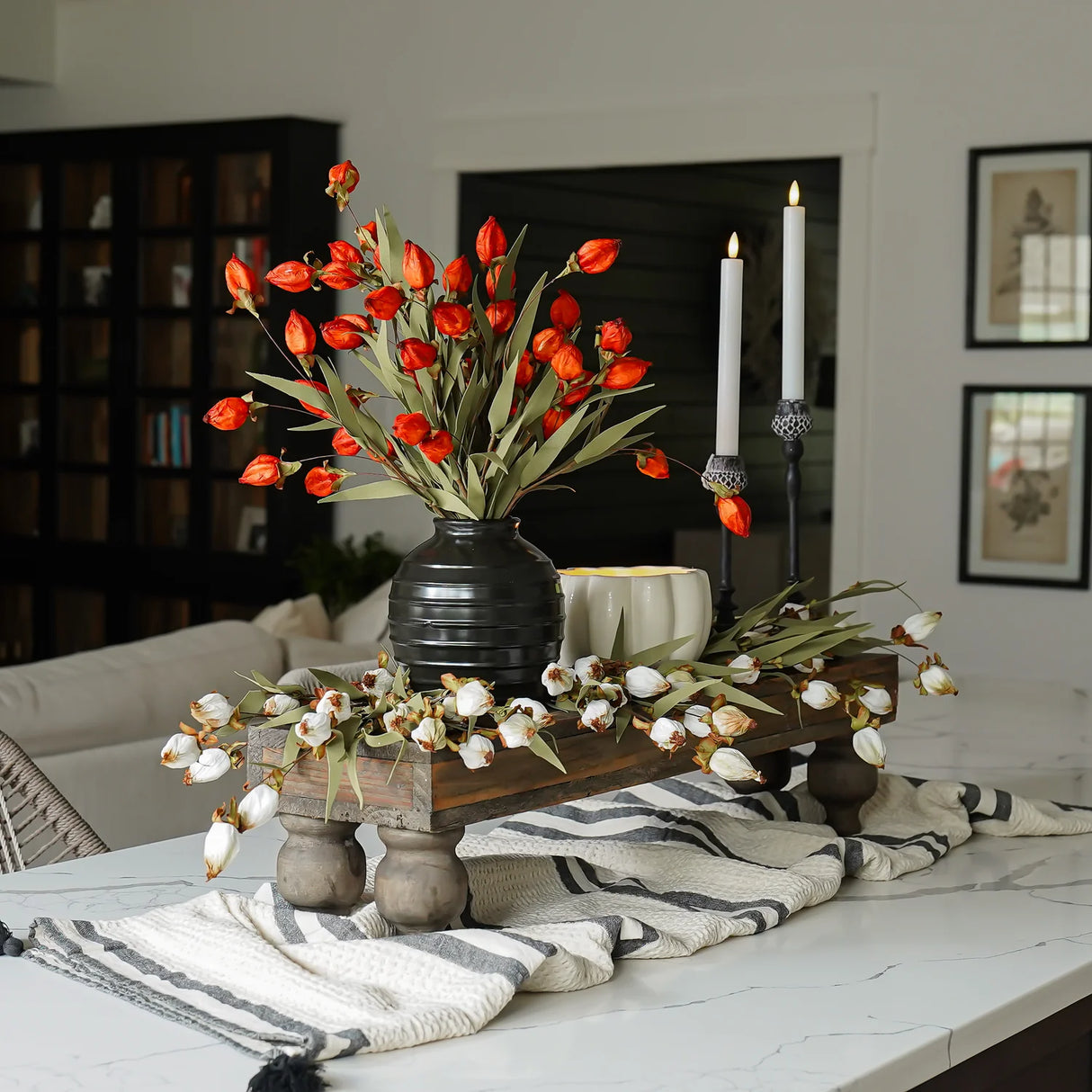 Rustic Long Wood Tabletop Display Pedestal