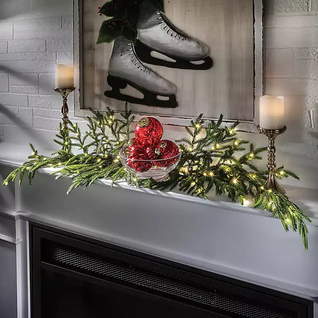 Real Touch LED Lighted Norfolk Pine Christmas Spray