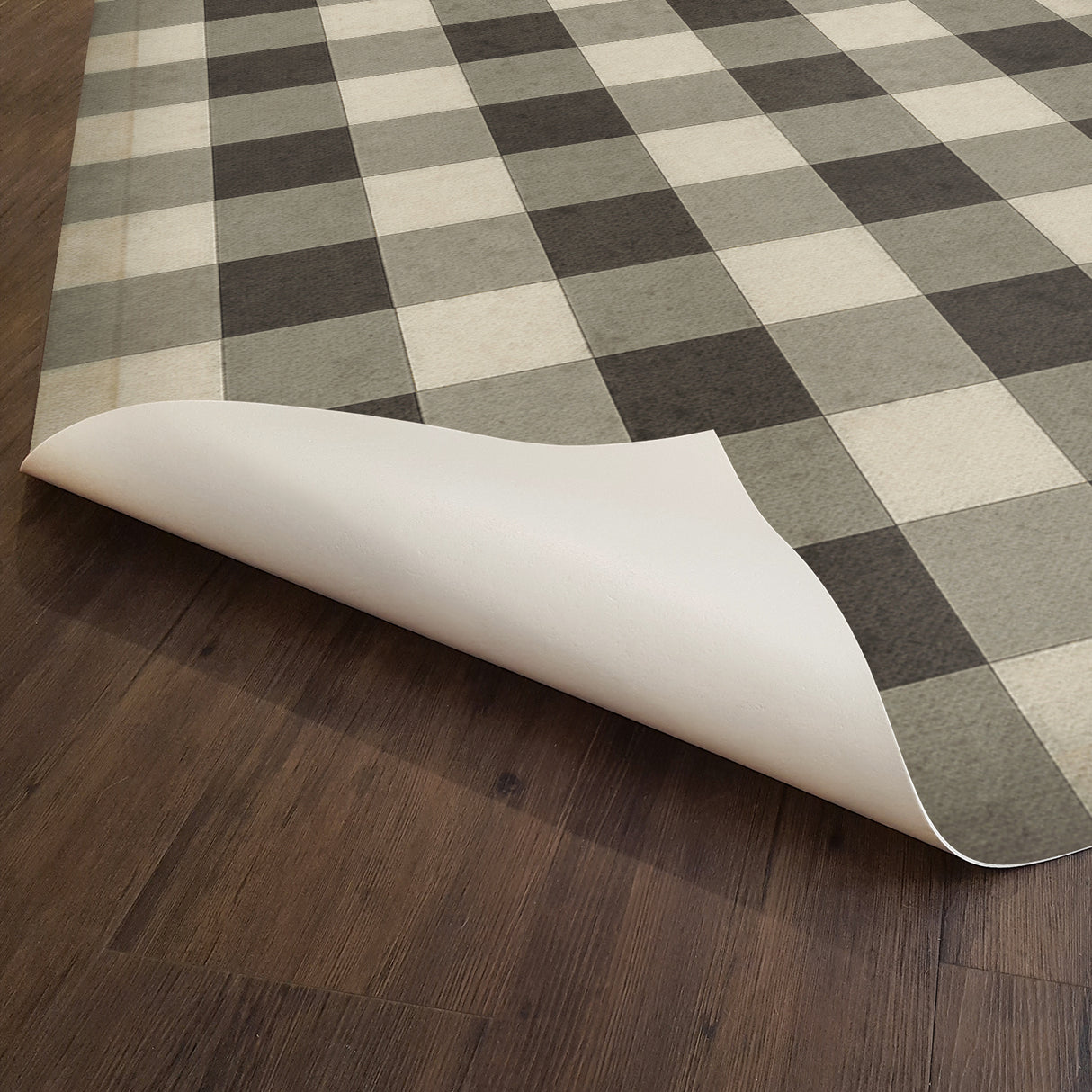 20'' x 30'' Vinyl Floorcloth (Williamsburg – Gingham Canvas – Black)