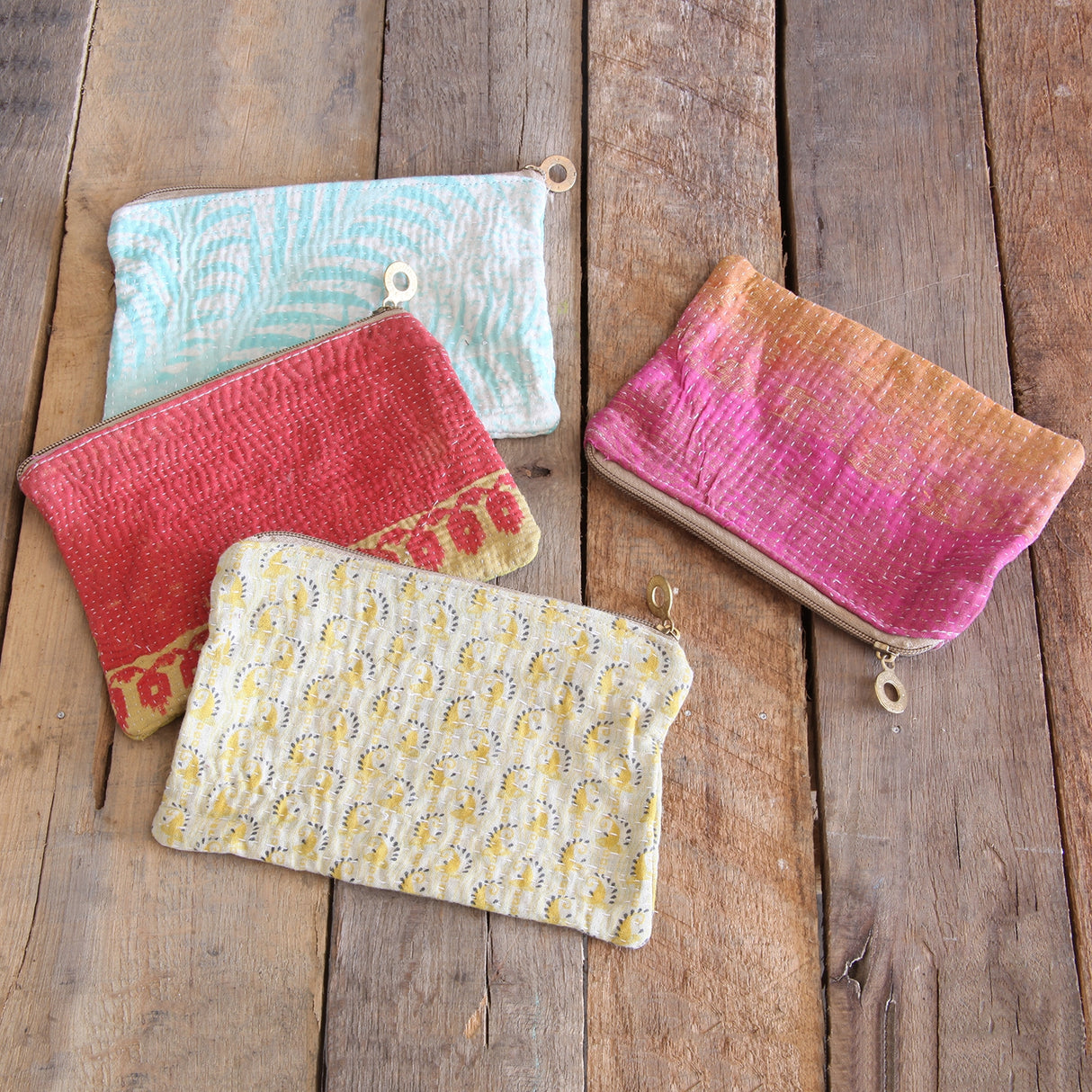 Kantha Fabric Zip Pouch