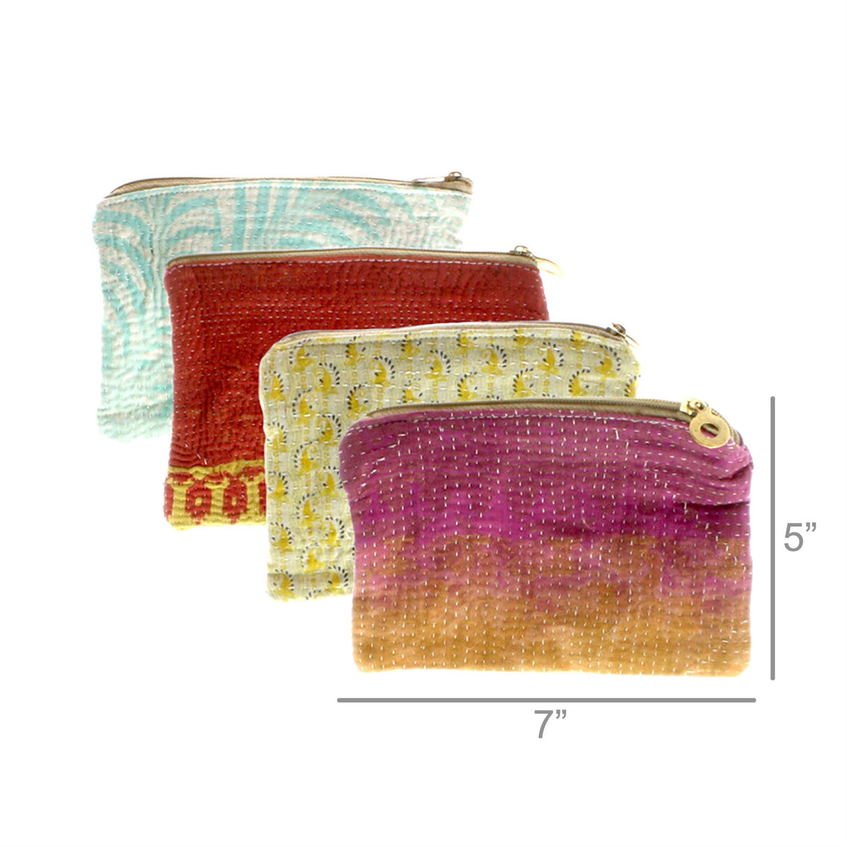 Kantha Fabric Zip Pouch