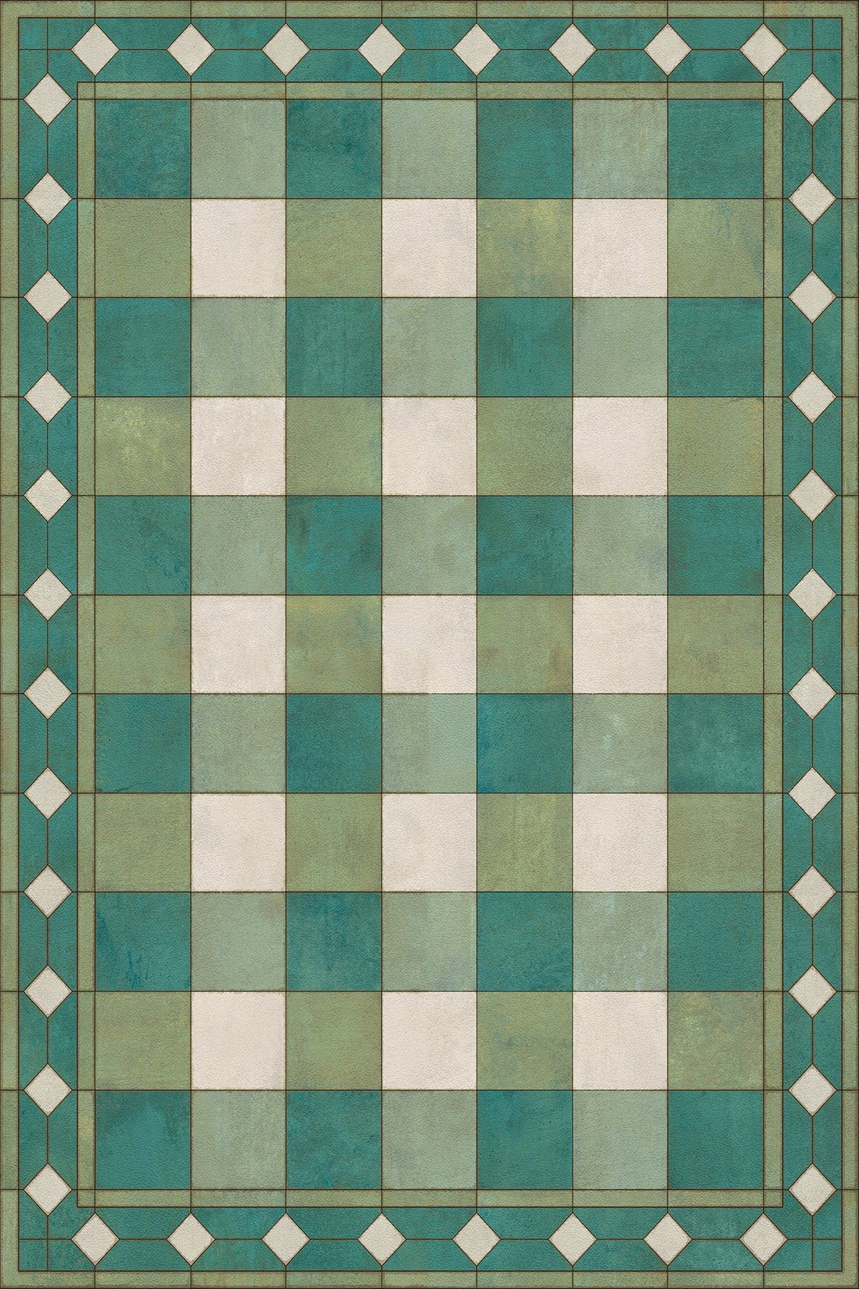 20'' x 30'' Vinyl Floorcloth (Williamsburg – Gingham Tile – Green)