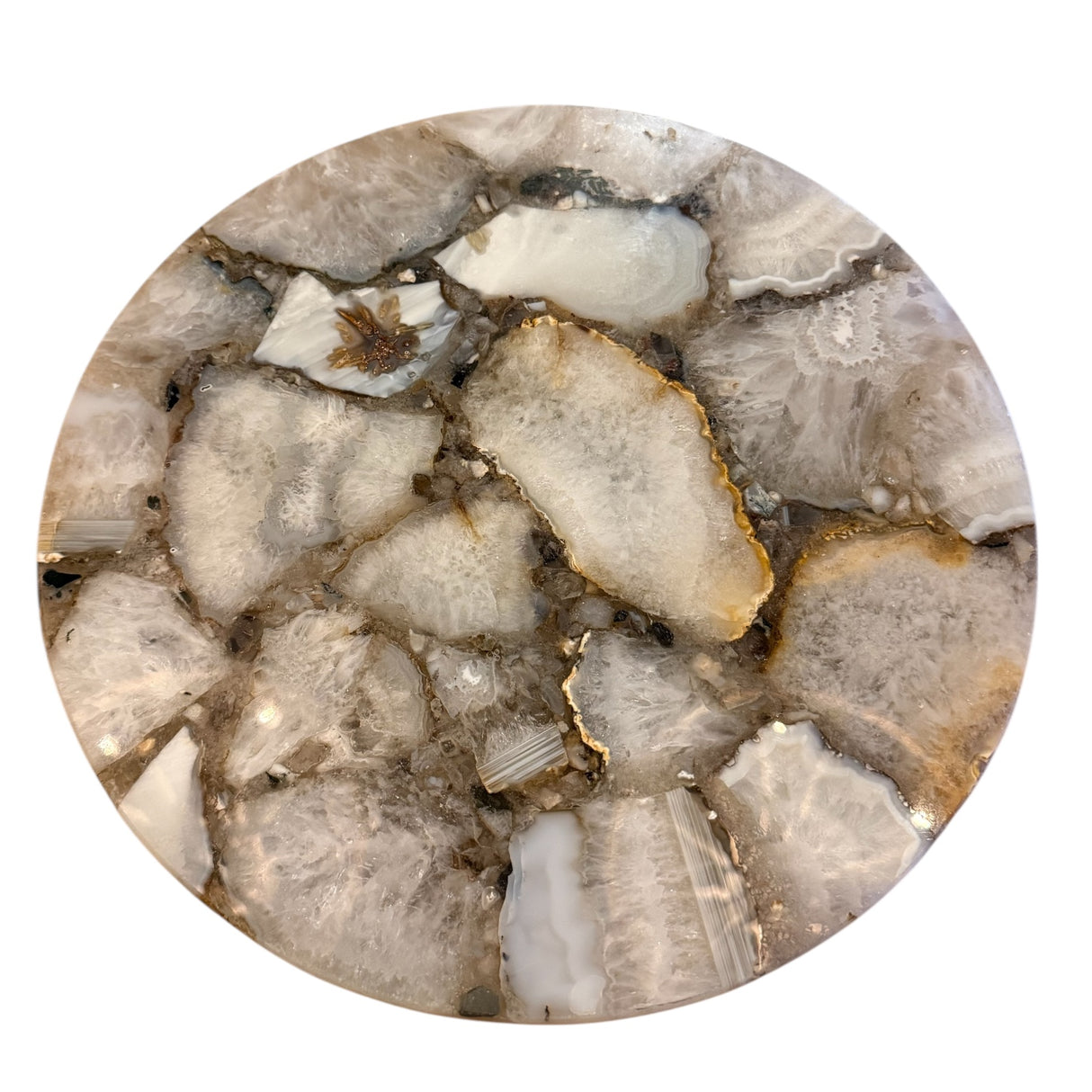 Natural Agate Lazy Susan with Mango Wood Base