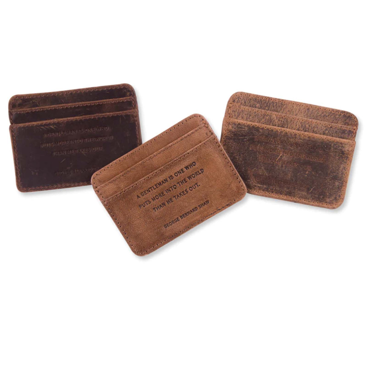 Distressed Leather Card Holder Wallet (George Bernard Shaw Quote) | 3 Colors
