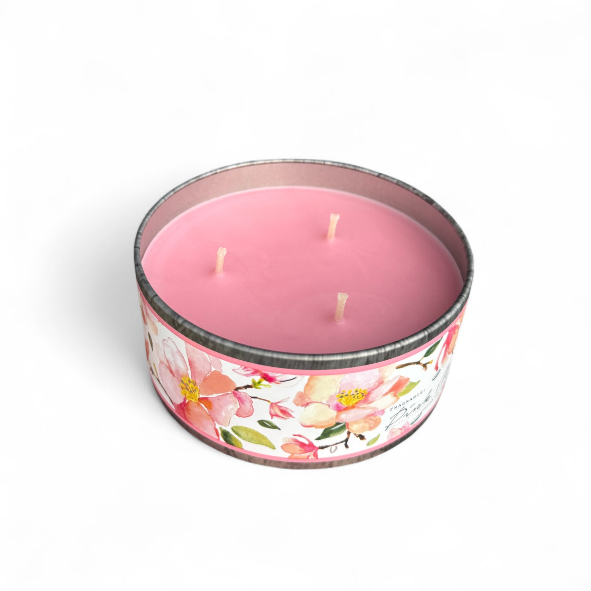 Pink Magnolia 3 Wick Soy Candle in Tin