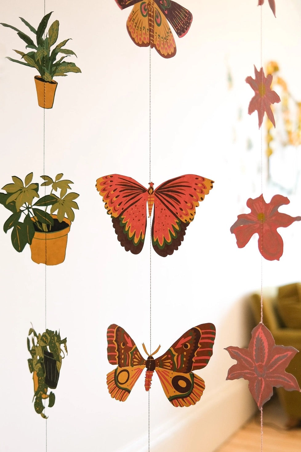 Hand-Sewn Butterfly Paper Vertical Garland | East End Press