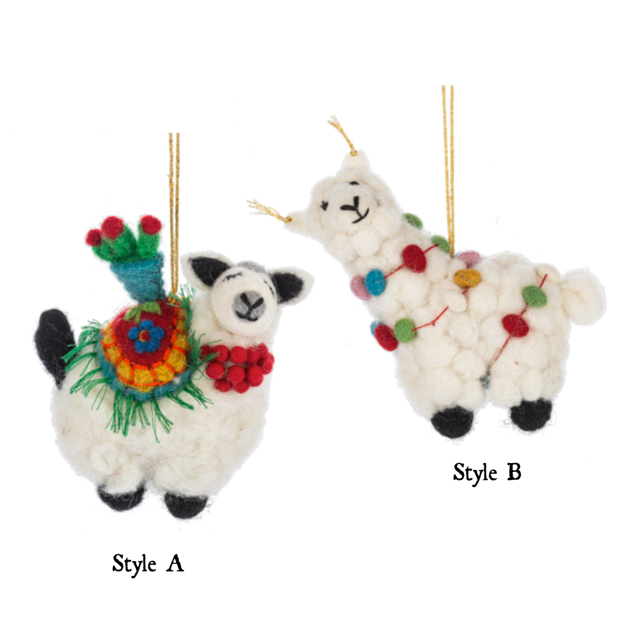 Wool Felt Llama Christmas Ornament | 2 Styles