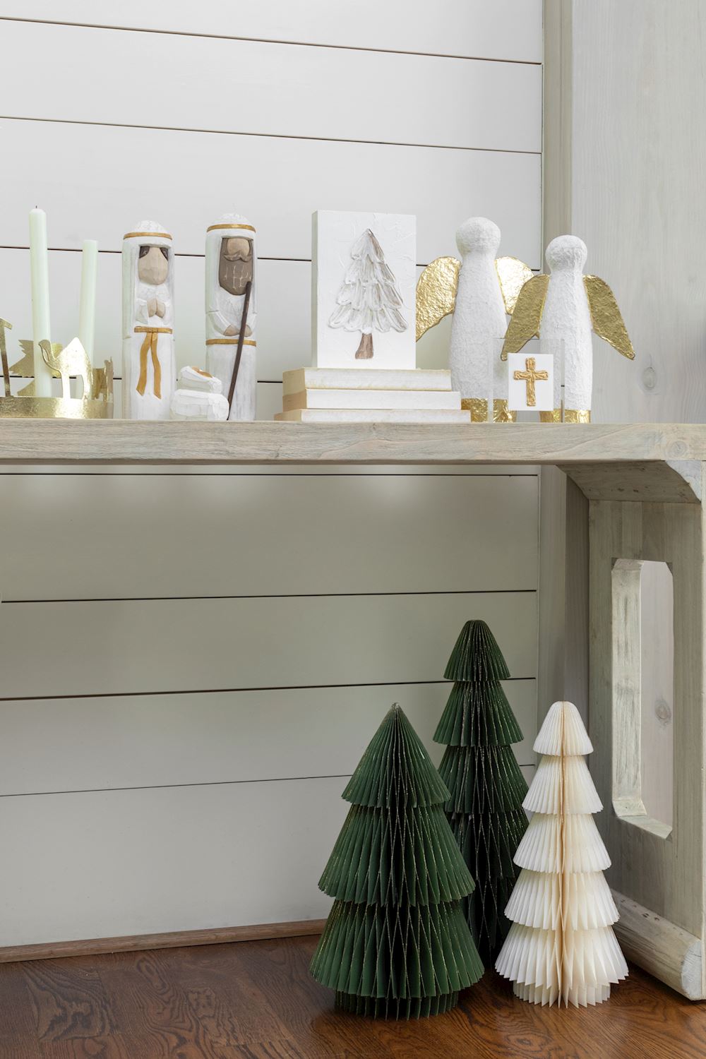 Hand-Painted Paper Mache Gold Angel Sitters