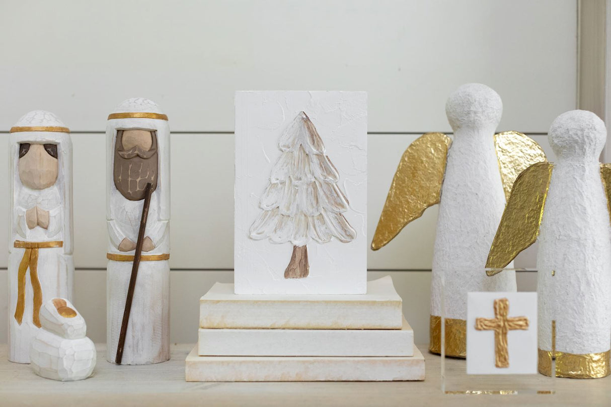 Hand-Painted Paper Mache Gold Angel Sitters
