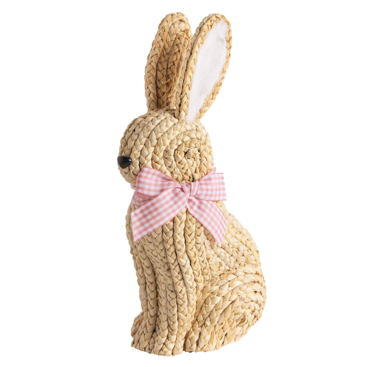 Woven Corn Husk Bunny with Gingham Bow