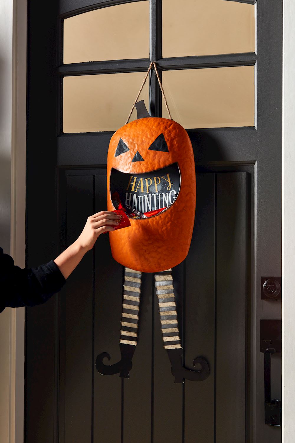 Orange Jack-O-Lantern Pumpkin Candy Door Hanger