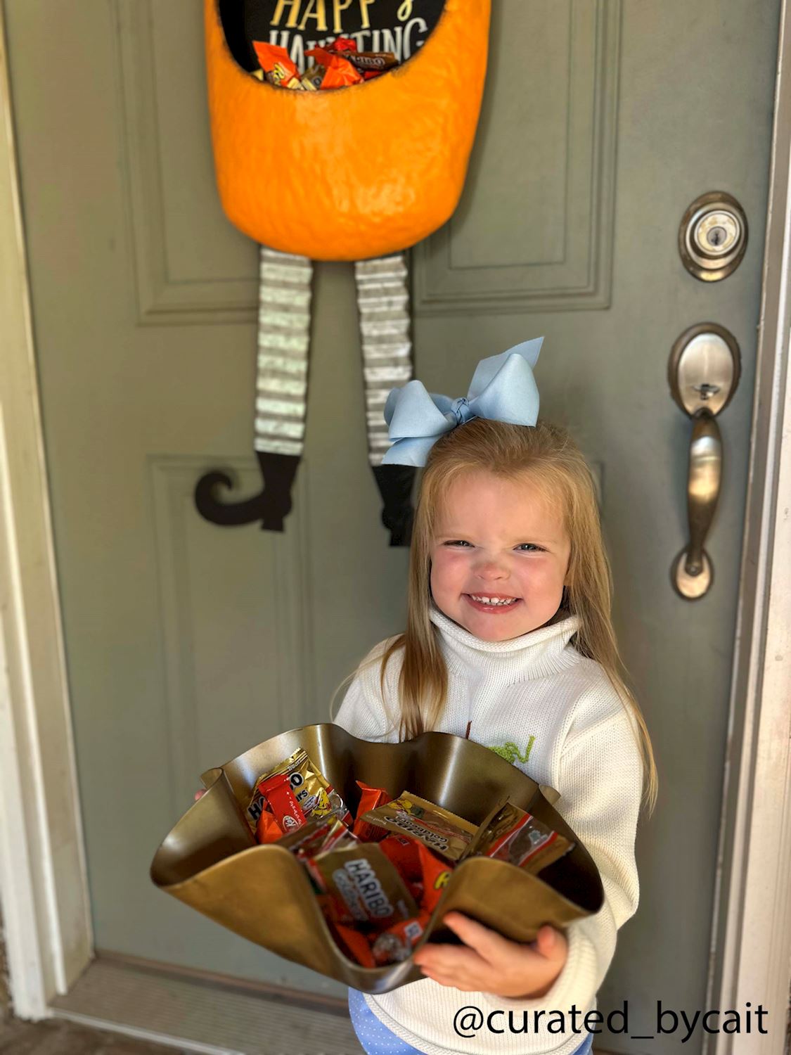 Orange Jack-O-Lantern Pumpkin Candy Door Hanger
