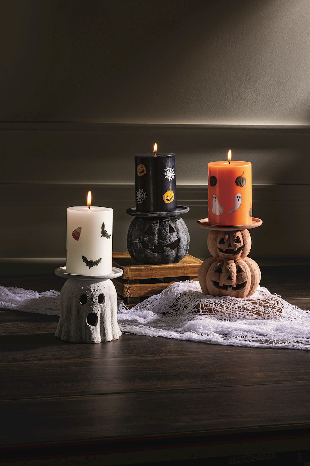 Terracotta Halloween Pillar Candle Holders | 3 Styles