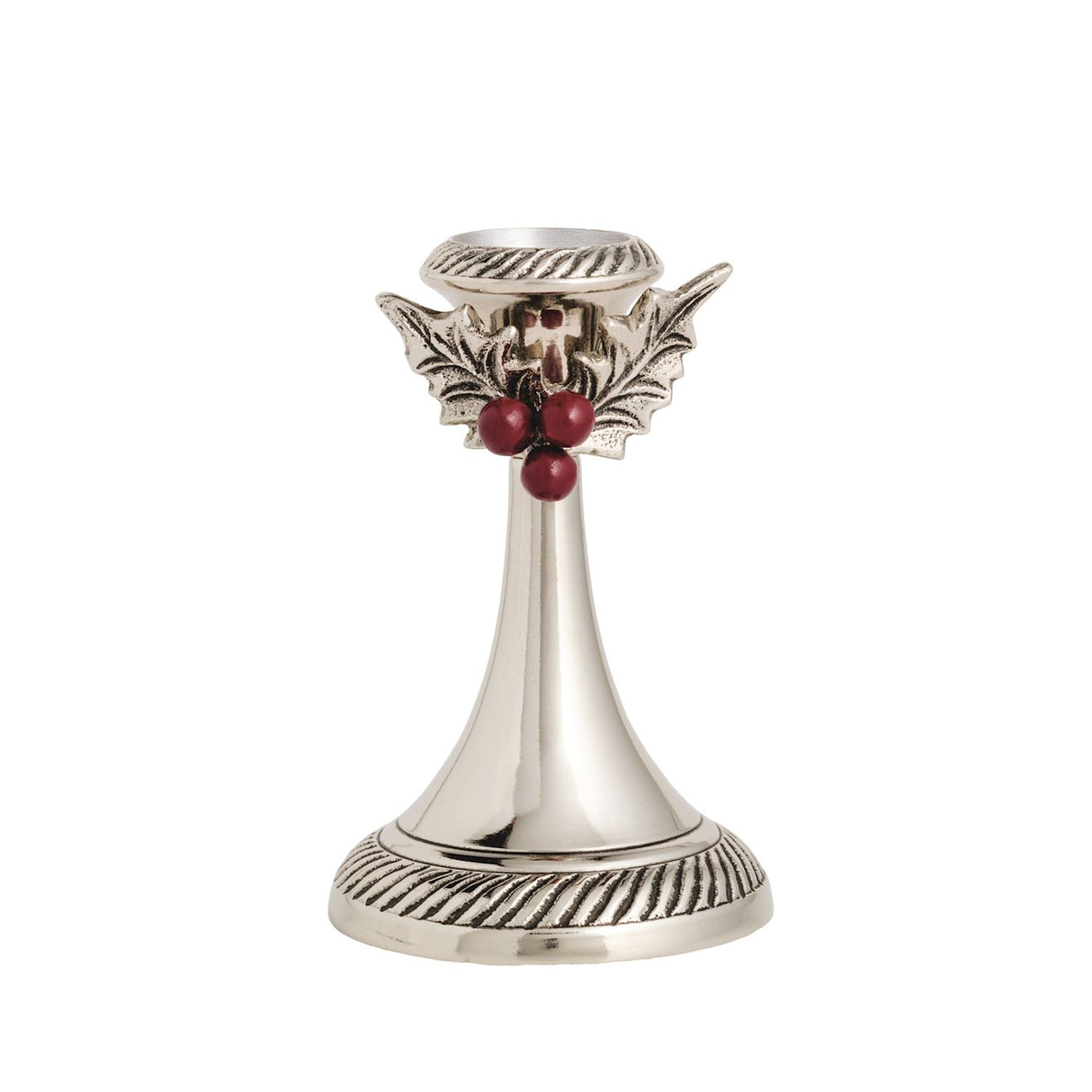 Holly Leaf & Berry Metal Candlesticks | 2 Sizes