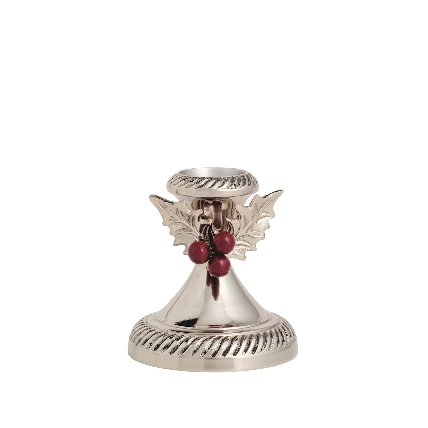 Holly Leaf & Berry Metal Candlesticks | 2 Sizes