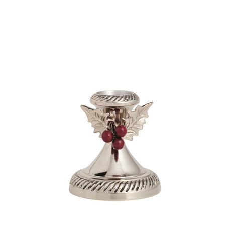 Holly Leaf & Berry Metal Candlesticks | 2 Sizes