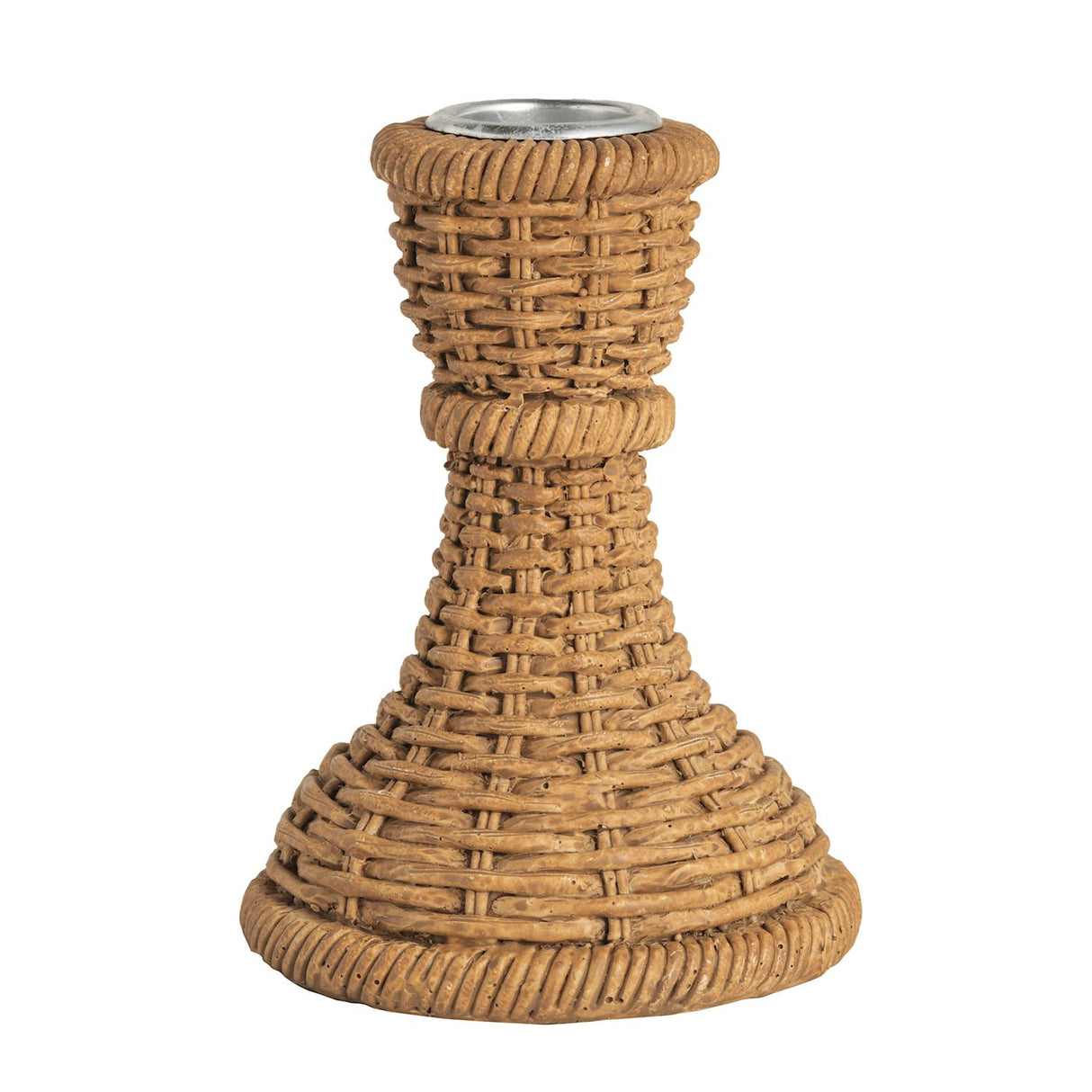 Woven Rattan Resin Taper Candle Holder