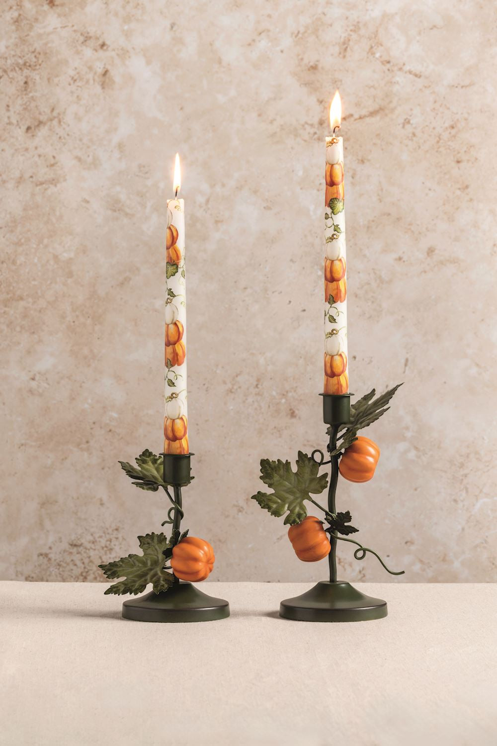 Pumpkin Vine Metal Taper Candle Holder