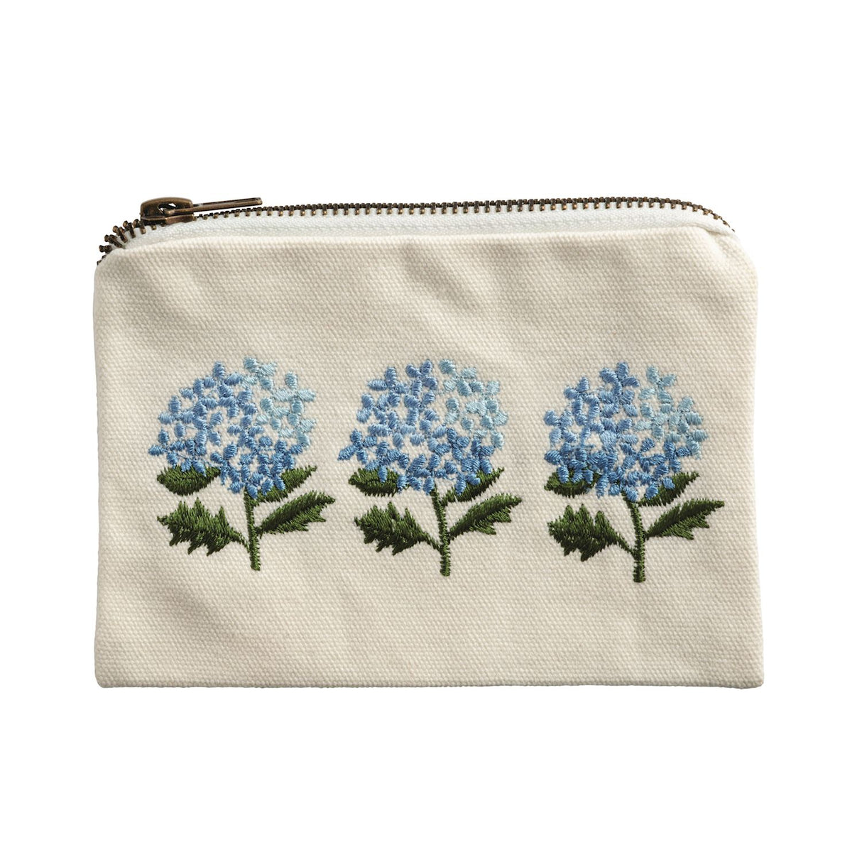 Embroidered Flower Cotton Zip Pouch