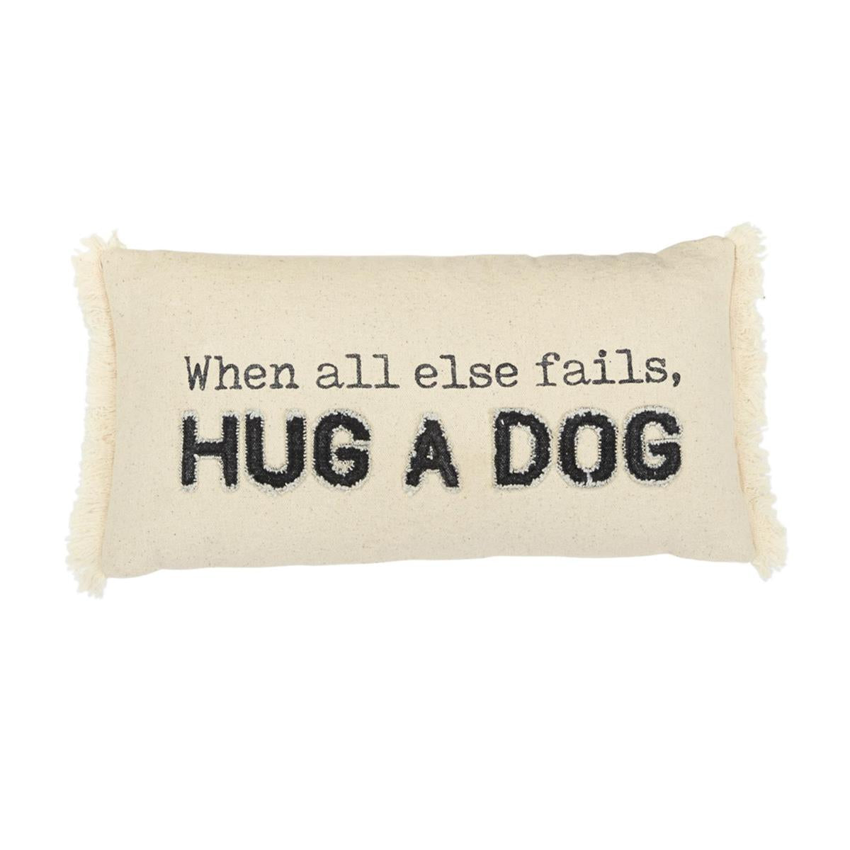 When All Else Fails Hug a Dog Washed Canvas Lumbar Pillow