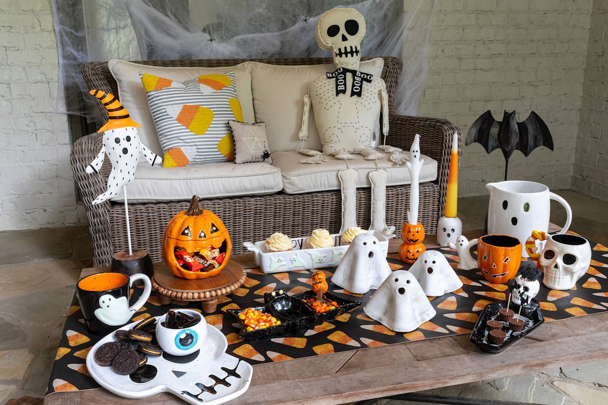 Orange Ceramic Jack-O’-Lantern Open Mouth Candy Container