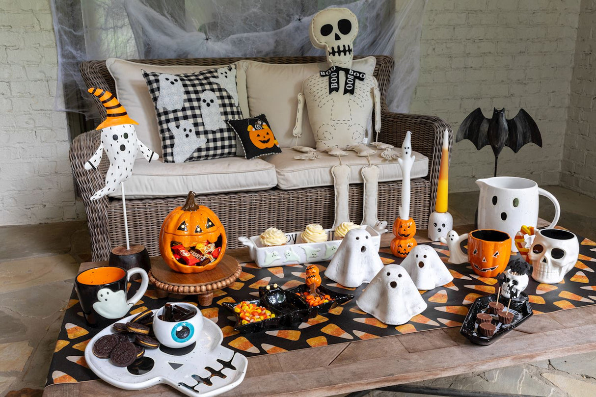 Orange Ceramic Jack-O’-Lantern Open Mouth Candy Container