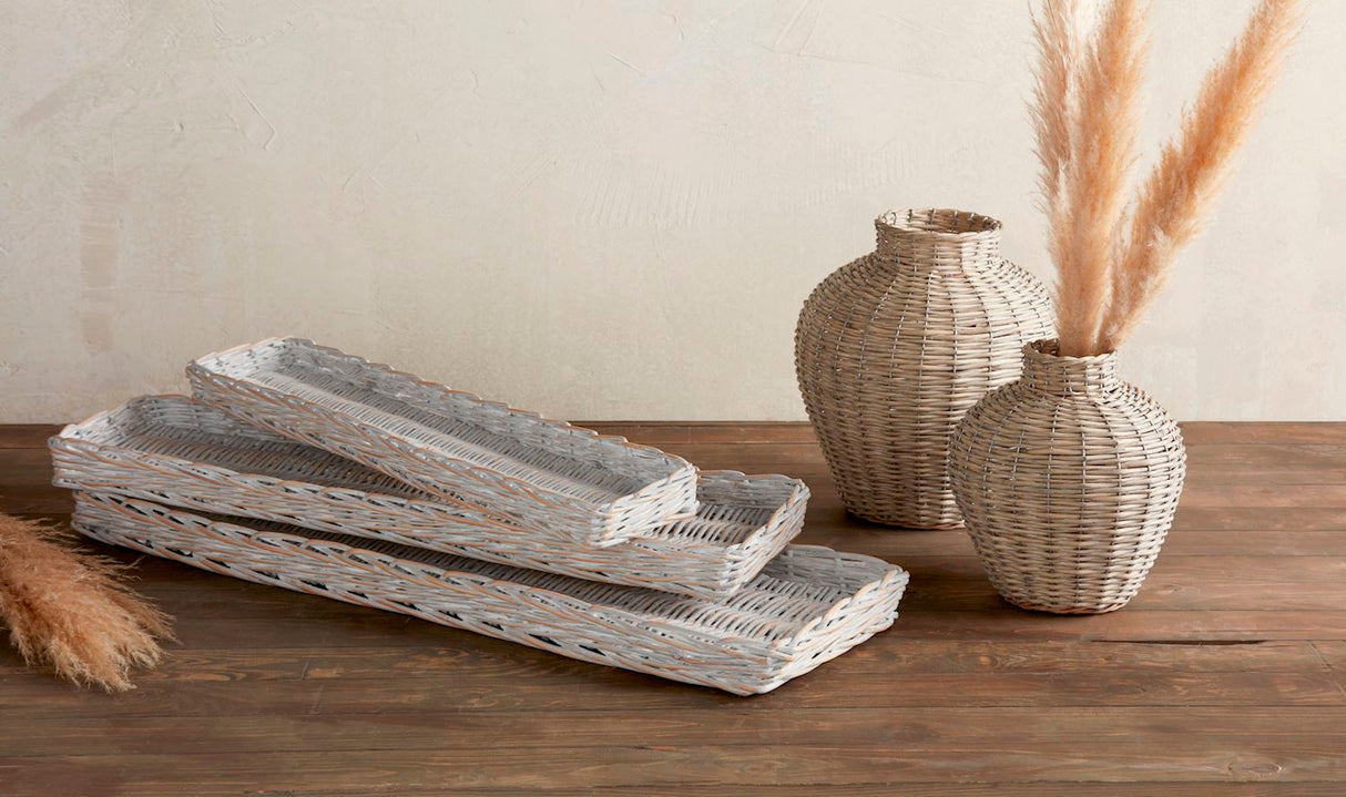 Whitewashed Willow Tray Basket | 3 Sizes