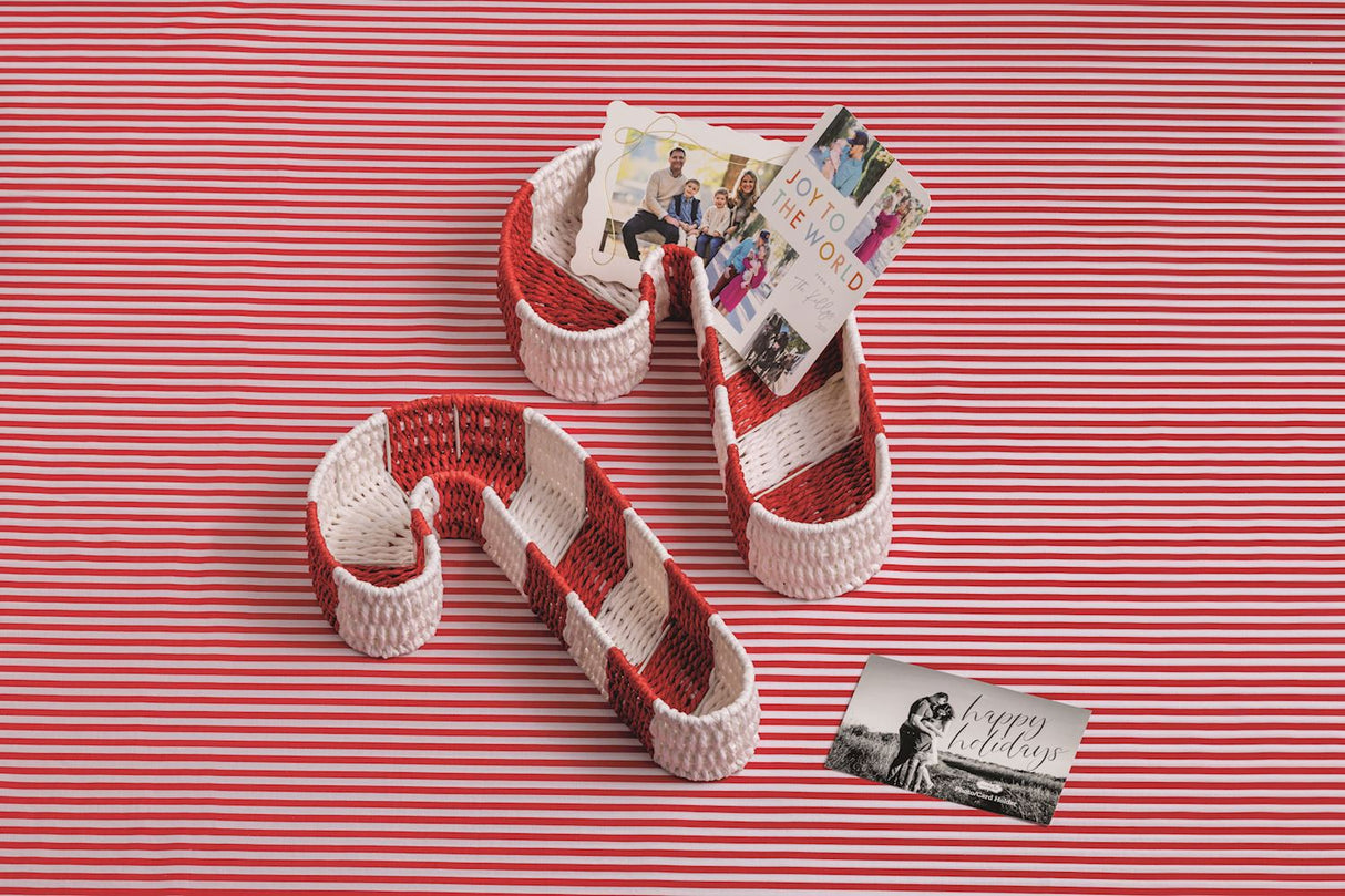 Nested Candy Cane Woven Baskets | 2 Sizes