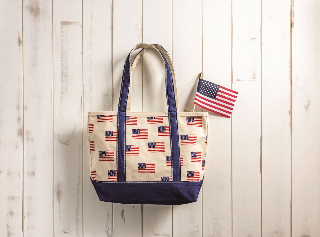 American Flag Canvas Tote Bag