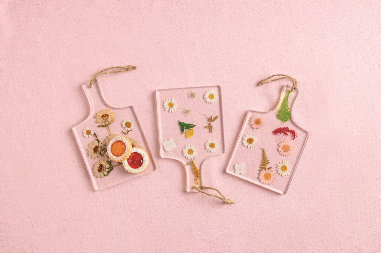 Pressed Flower Resin Paddle Serving Board