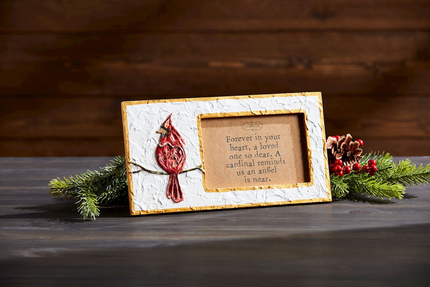 Cardinal Photo Hand-Painted Wooden Frame with Sentiment