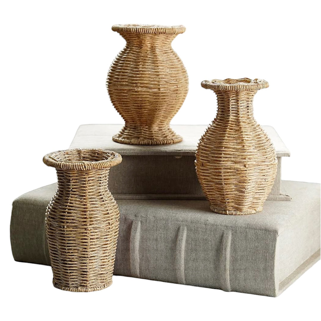 Basket-Weave Resin Wicker Texture Vase | 3 Styles