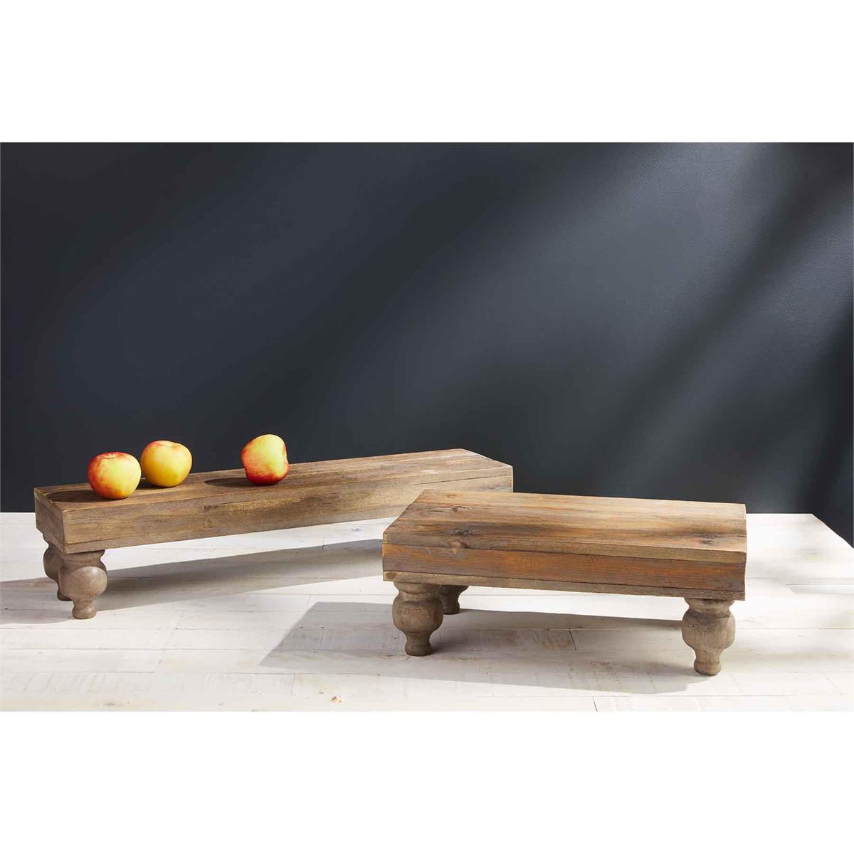 Rustic Long Wood Tabletop Display Pedestal